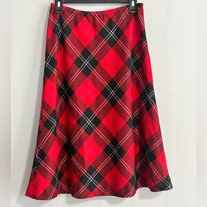 Appleseed's Red and Black Plaid A-Line Skirt